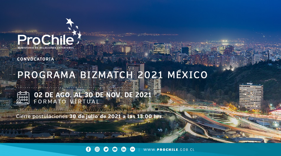30 de julio, cierre de convocatoria para programa de ProChile: BizMatch 2021 México que creará vínculos entre startups chilenas y empresas en el extranjero
