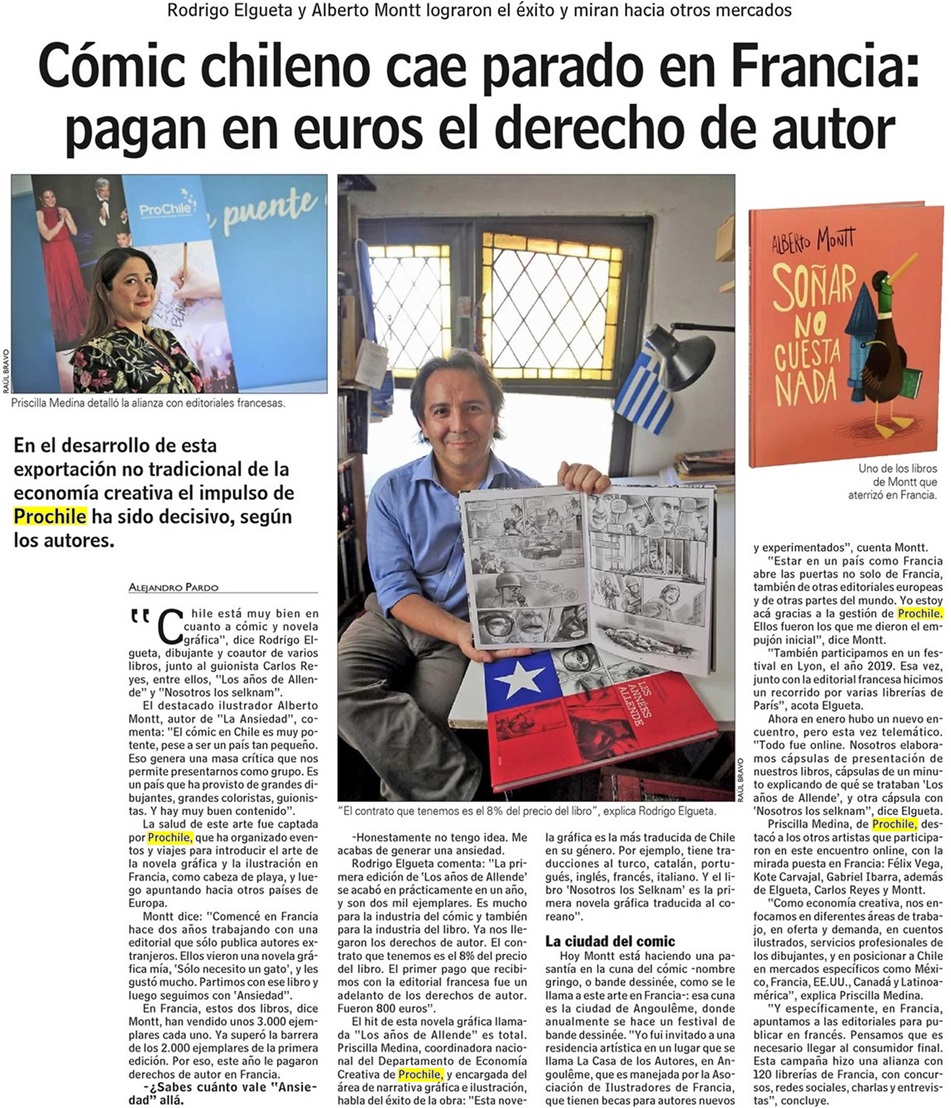 Destacado en prensa: "Cómic chileno cae parado en Francia: pagan en euros el derecho de autor"