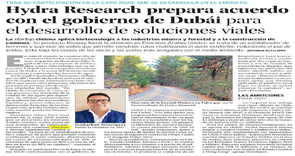 Destacado en prensa: Hydra Research prepara acuerdo con el gobierno de Dubái para el desarrollo de soluciones viales