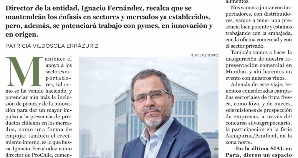Director General de ProChile en entrevista con Revista El Campo
