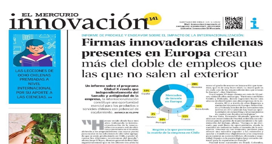 Destacado en prensa: Firmas innovadoras chilenas presentes en Europa crean más del doble de empleos que las que no salen al exterior