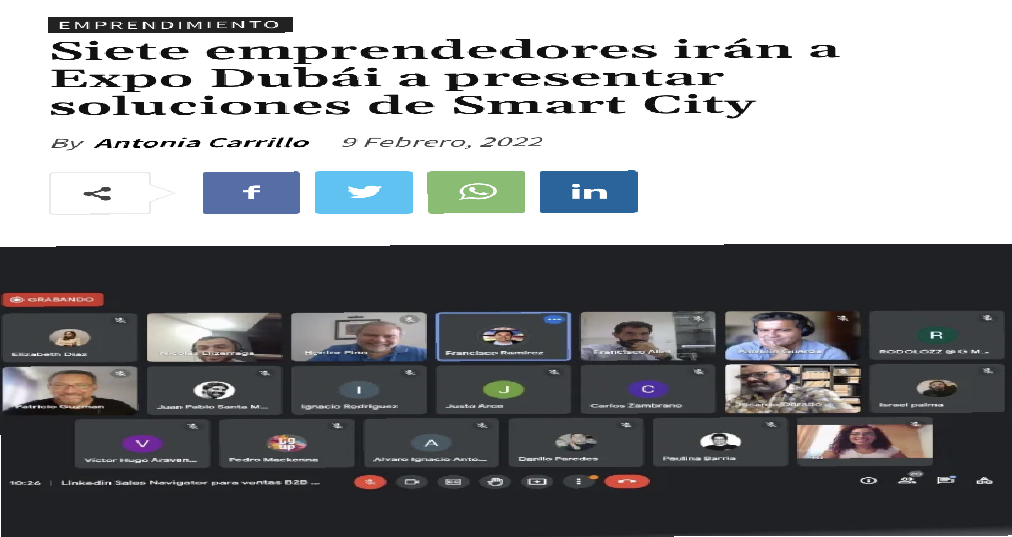 Destacado en prensa: Siete emprendedores irán a Expo Dubái a presentar soluciones de Smart City